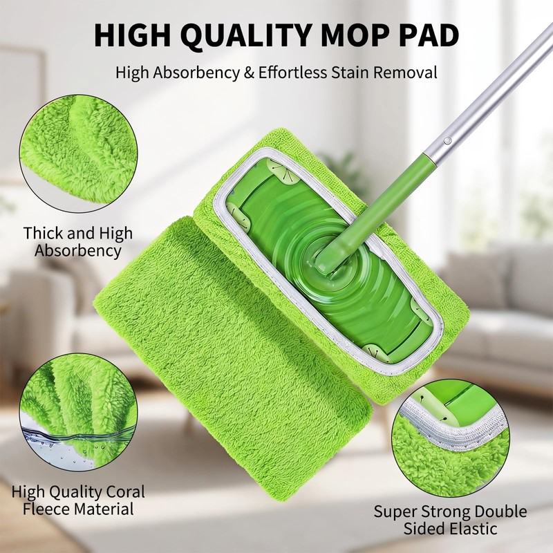 Awubsd 8 Reusable Microfibre Microfiber Floor Speed Mop Refill Wipes