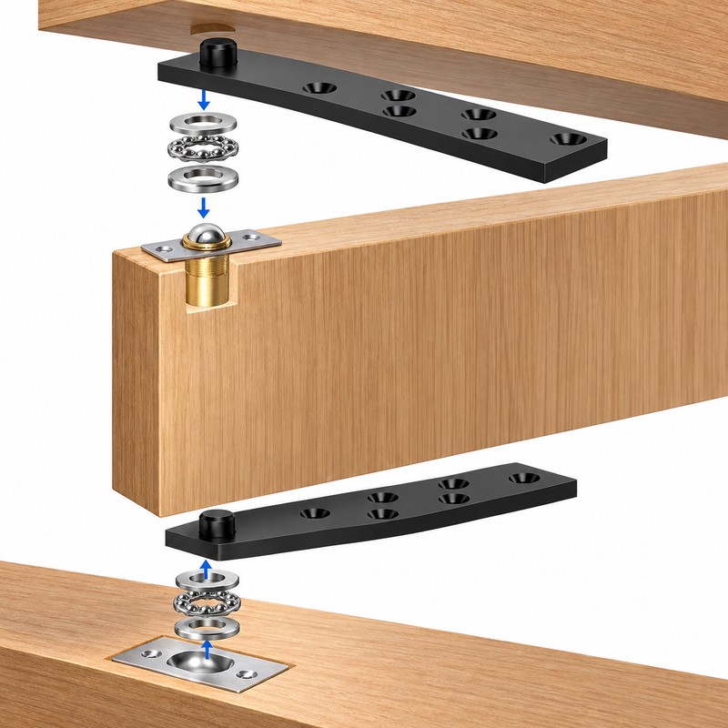 360° Hidden Door Pivot Hinge Kit, Heavy Duty Aluminum Alloy