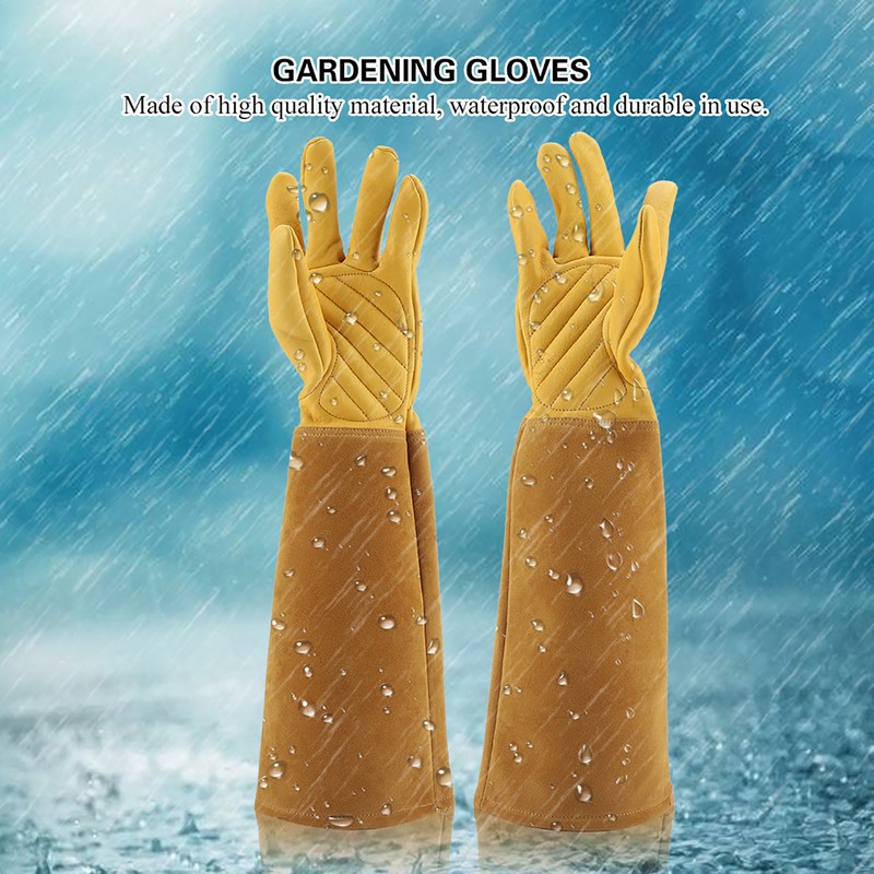 Rose Pruning Gardening Leather Gloves Wearproof Puncture Proof Long Work