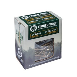 Timber Wolf TW40050 Woodscrews - 4.0 x 50mm - Box of 100, Zinc & Yellow (Gold)