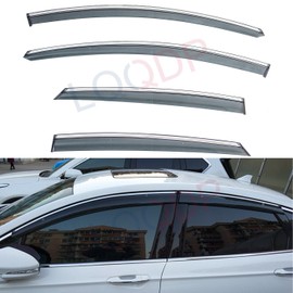 LQQDP 4pcs Smoke Tint with Chrome Trim Window Visors Outside Mount Tape On/Clip On Style PVC Sun Rain Guard Compatible with 13-20 Fusion