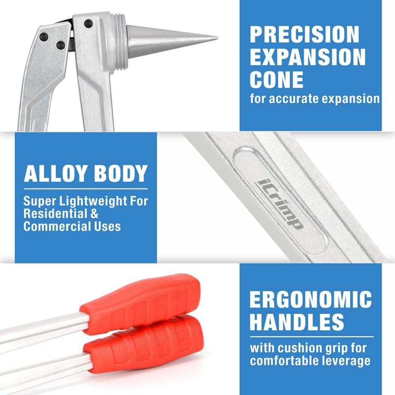 iCrimp PEX Expander Tool with 1/2",3/4",1" Expansion Heads for Uponor