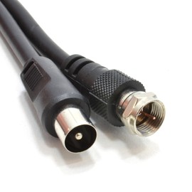kenable Coaxial Satellite to TV Aerial Cable F type Plug to RF Fly Lead RG59 0.5m Black [0.5 metres]