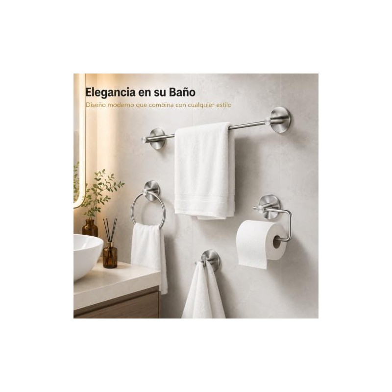 Juego de 4 Piezas Accesorios de Baño Negro Mate (Gris