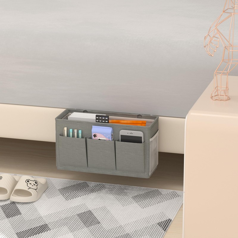 Edudif Dual-purpose Bedside Caddy Bedside Organizer, Bed Caddy with 6