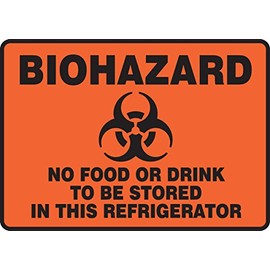 AccuformNMC "Biohazard - No Food or Drink to be Stored in This Refridgerator", Magnetic Vinyl Refrigerator Sign, 7" x 10" MGS119, American Made Safety Tags, Signs, and Labels