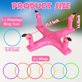 Voiiake Flamingo Inflatable Pool Ring Toss, Pool Toys for Kids with 6pcs Rings, Swimming Pool Games for Adults and Family
