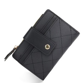 EOAMGO Women's Small Mini Purse with Multiple Compartments, Leather Small Purse, Coin Compartment with Zip, black, Standard size, Solid colour