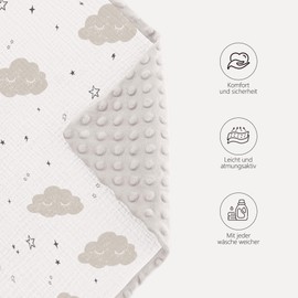 Susurration Swaddling Blanket Baby Seat Baby Blanket 90 x 90 cm Pram and Child Seats Universal Baby Blanket for Newborns and Toddlers Swaddling Blankets Dot Strap (Clouds)