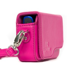 MegaGear Canon PowerShot SX620 HS, ELPH 180, ELPH 360 HS, ELPH 190 is, ELPH 170 is, SX610 HS Leather Camera Case with Strap - Hot Pink - MG1093