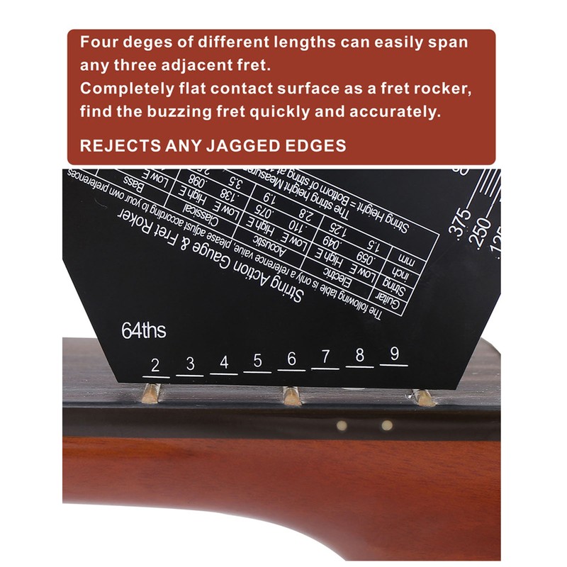 Guitar String Action Gauge Ruler Tool Stainless Steel Electric Guitar