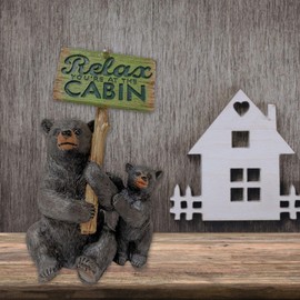Figura de oso - Oso negro y cubeta, decoración rústica de cabaña para decoración de cabaña – Relax You at The Cabin Bear Statue