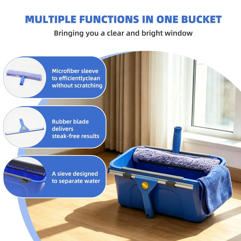 Window Cleaning Kit with 3 Gallon Bucket – 76" Long