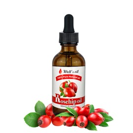 Well's Oil 100% Pure Rosehip Oil - Glowing, Revitalizing & Nourishing | Fatty Acids | All Natural | For Skin and Hair Care (2 Fl Oz / 60 ml)