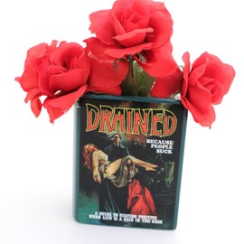 Drained, Dracula book shaped pencil holder, vase, or planter, mature language