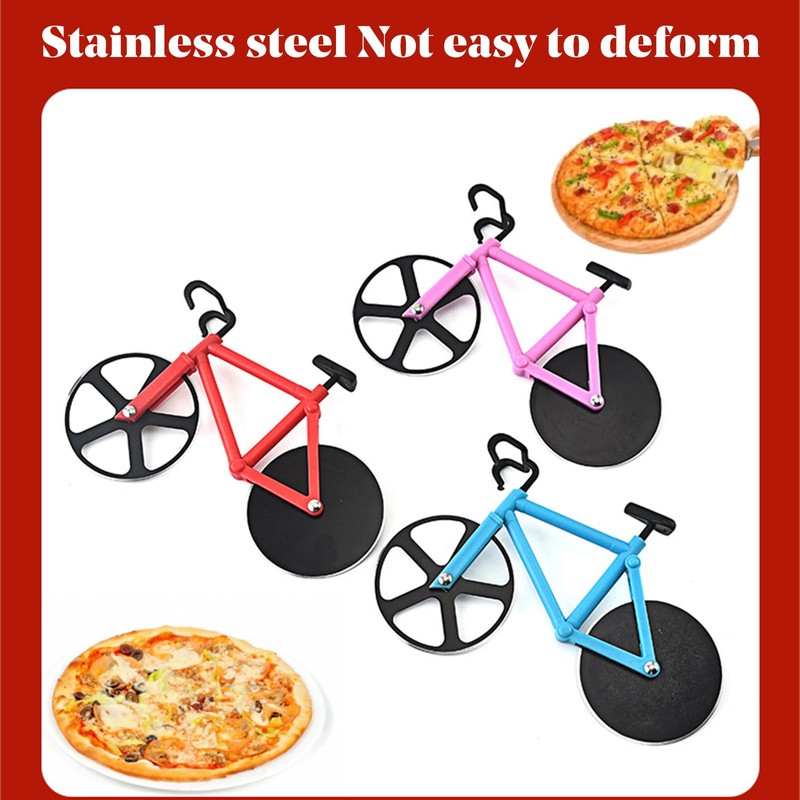 Pizza Cutter, Bicycle Pizza Cutter Wheels Dual Stainless Steel Super