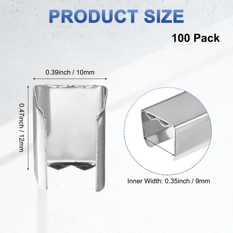 100-Pack Fold Over Crimp End Caps, 0.5 x 0.4in/ 12