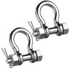 Riayer 3/8" Bow Shackle (Pin 3/8", Jaw 1/2") 2-Pack, 316