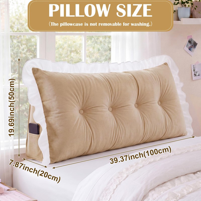Leinuosen 39 in Ruffle Headboard Pillow for Dorm Twin XL
