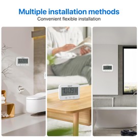 TiooDre Bathroom Clock, LCD Digital Shower Alarm Clock, Waterproof Bathroom Clock with Suction Cup, Shower Timer, Alarm Clock with Hygrometer Temperature, Countdown Timer for Shower, Kitchen, 3