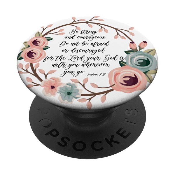 Joshua 1 9 Christian Bible Verse Pink Blue Scripture Quote