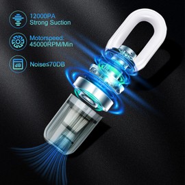 jovant Handheld Vacuum Cleaner for Sofa and Car,Hand Held Vacuum with Filter,Car Hoovers Cordless Powerful 12000PA for Carpet,Pet Hair and Bed (White)