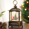 Christmas Snow Globe Lantern with Music and Light, Spinning Water