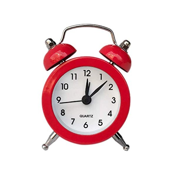 SHISI Mini alarm clock cute cartoon round portable metal clock