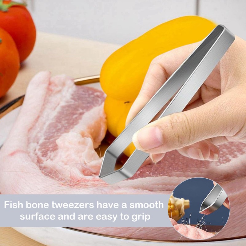 Fish Bone Tweezers,2 PCS Professional Stainless Steel Fish Tweezers and
