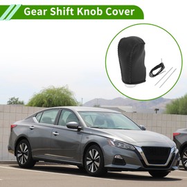 HOPESPANNER Gear Shift Knob Cover for Nissan Altima 2008-2012 Anti-Slip Pebbled Black Stick Shifting Handle Protector Faux Leather 1 Pc