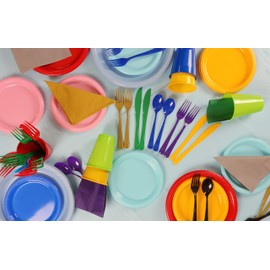 Exquisite Plastic Dessert/Salad Plates - Solid Color Disposable Plates - 100 Count (7 Inch., Lime Green)