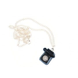 Phone Necklace Miniblings 45cm Dial Telephone Receiver Retro Black