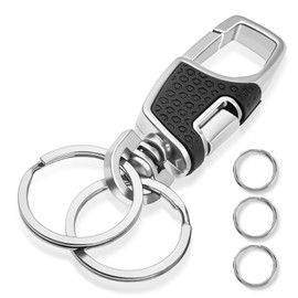 GARLEX Carabiner Key Chain Car Motorcycle Key Ring One Touch Durable Key Case Stylish Men's Black, Black