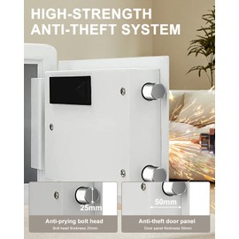 TIGERKING Small Safe Box for Home, 1.2 Cubic Feet White Safes Box with Digital Lock, Easy Assembly, Secure Electronic Locking Mechanism, Compact Personal Safe for Valuables