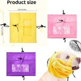 LALOCAPEYO Dog Waterproof Shower Cap,Adjustable Dog Ear Protection Device,Hanging Pet Shower Protection Cap,Suitable for Small and Medium-Sized Pet Bathing,Beauty,Swimming Etc (Yellow)