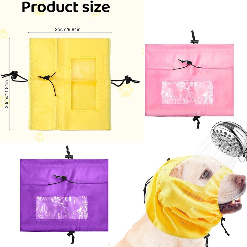 LALOCAPEYO Dog Waterproof Shower Cap,Adjustable Dog Ear Protection Device,Hanging Pet
