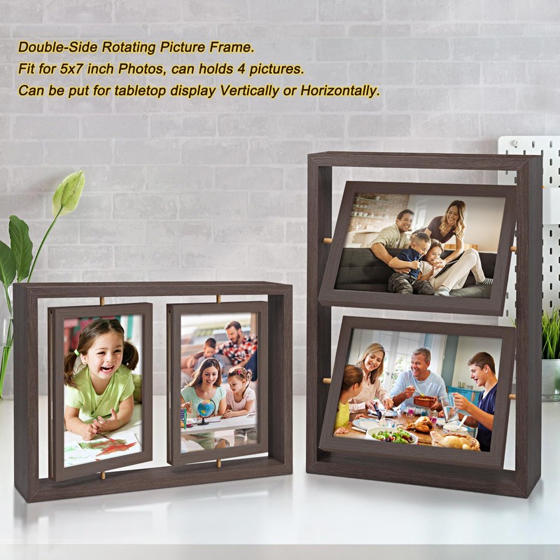ZEEYUAN 5x7 Picture Frame Desktop Picture Frame Double Side 5x7