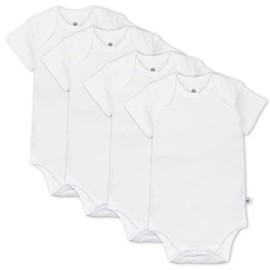 The Honest Company Unisex Baby Shirt, 4 Pack Bright White, 3-6 Monate