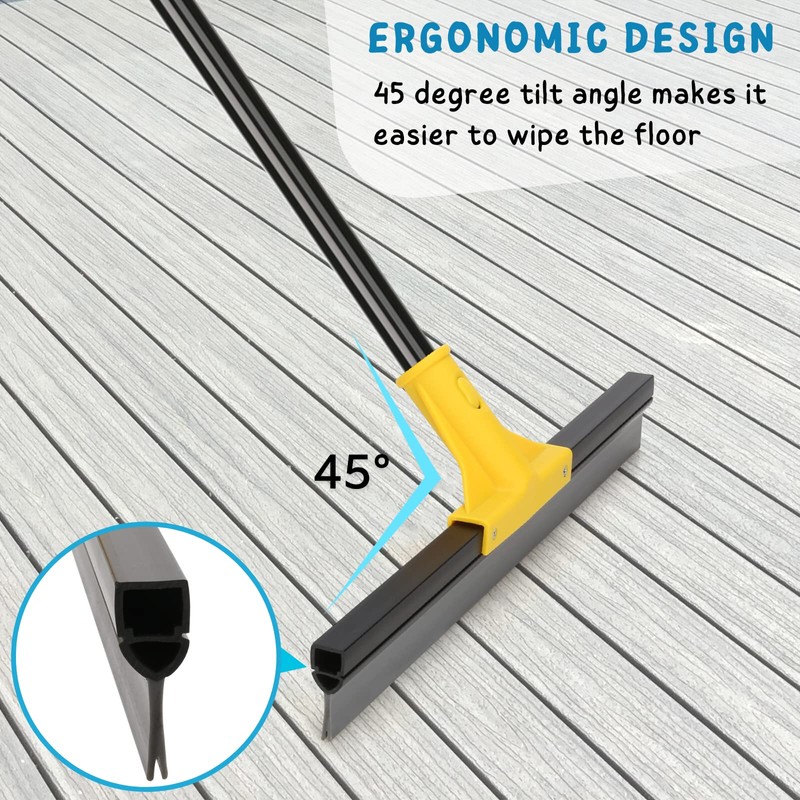 Squeegee Broom for Floor, 18'' Heavy Duty Rubber Wiper with
