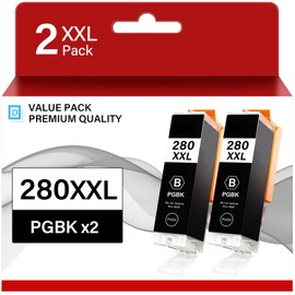 PGI-280 XXL PGBK Ink Cartridges Compatible for Canon PGI-280XXL Black Ink Tank, Compatible with PIXMA TR7520 TR8520 TR8620A TS9120 TS6120 TS6220 TS6320 TS702 TS8120 TS8220 Pinters (2* PGBK)