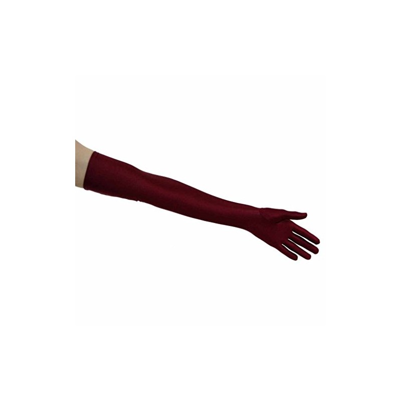 Shooting Stars Matte Satin Opera Length Gloves, Burgundy