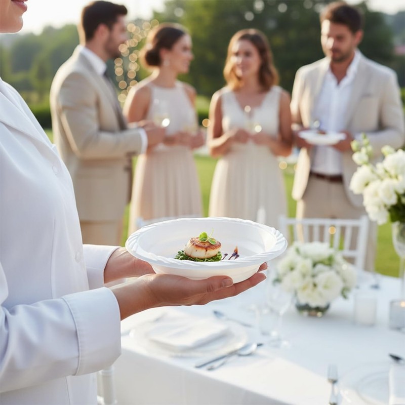 Blue Sky 50 Count Disposable Plastic Bowls, 18 oz., White