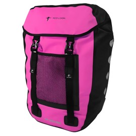 Red Loon Bike Bag Pro Plus Pannier Rack Bag Truck Tarpaulin Waterproof, Pink / Black, Pannier bag