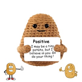 Aolso Funny Positive Potato, Knitted Potato Doll, Creative Potato Doll, Mini Plush Potato Doll, Motivational Gifts, Potato Positive - Lucky Charm for Test (L-Brown)