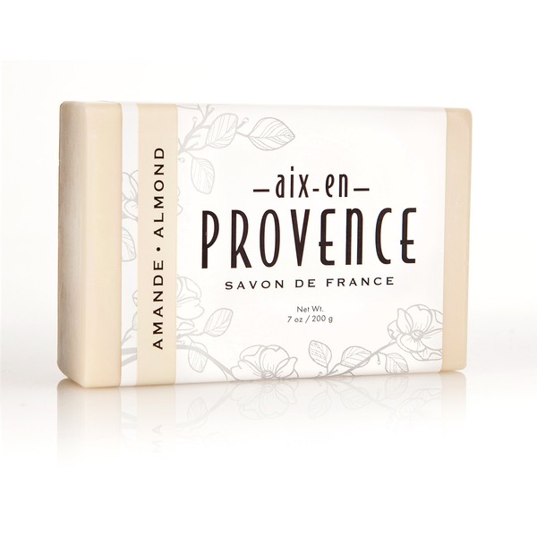 Aix en Provence Triple Milled Shea Butter Enriched Artisanal French Soap Bar (200 g) - Amande, Almond, 200g Soap Bar (5029)