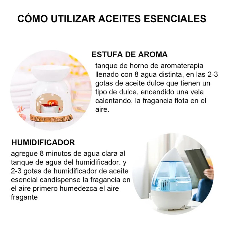 iHOGCO Kit De 8 Aceites Esenciales Aromaterapia 100% Puro 10ml