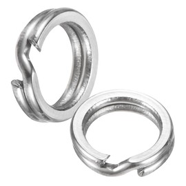 TIXIPEM Split Rings Fishing [60PCS] - Stainless Steel Flattened Terminal Tackle Connector Lure Snap Split Ring Use for Freshwater Saltwater Loop - [4# 28kg] Tackle Hook Line Connector