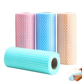 SXCCNW Wiping Cloths on a Roll, 4 Rolls Disposable Cleaning Cloths, Cleaning Cloths on Roll, Disposable Cleaning Cloths, Non-Woven Fabrics, Kitchen Towels, Cleaning Cloth for Living Room, Kitchen,