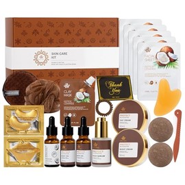 Coconut 23 Pcs Facial Skin Care Kit For Women & Men, Self-Care Gift Set