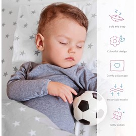 Baby Comfort 2 Piece Bedding Set 135x100 cm Duvet Cover & Pillowcase for Toddler Cot Bed (Pink Hearts)